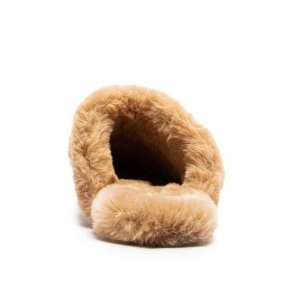 Faux Fur Lined Pointed Toe Mules in Off White - Picture 2 of 6